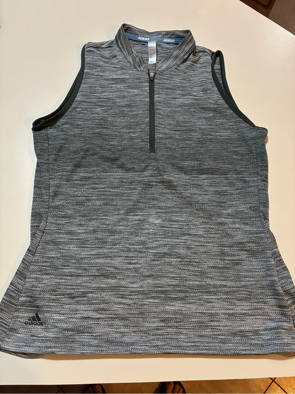 adidas Women’s Gray Sleeveless Quarter-Zip Tank Top